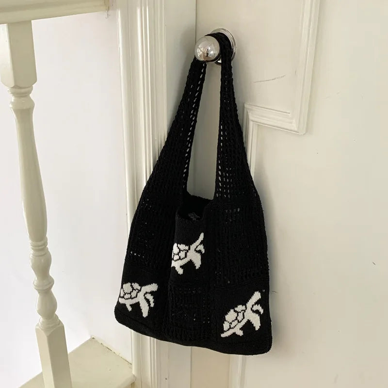 Knitted Hollow Crochet Tote Bag – Women's Beach & Shoulder Bag