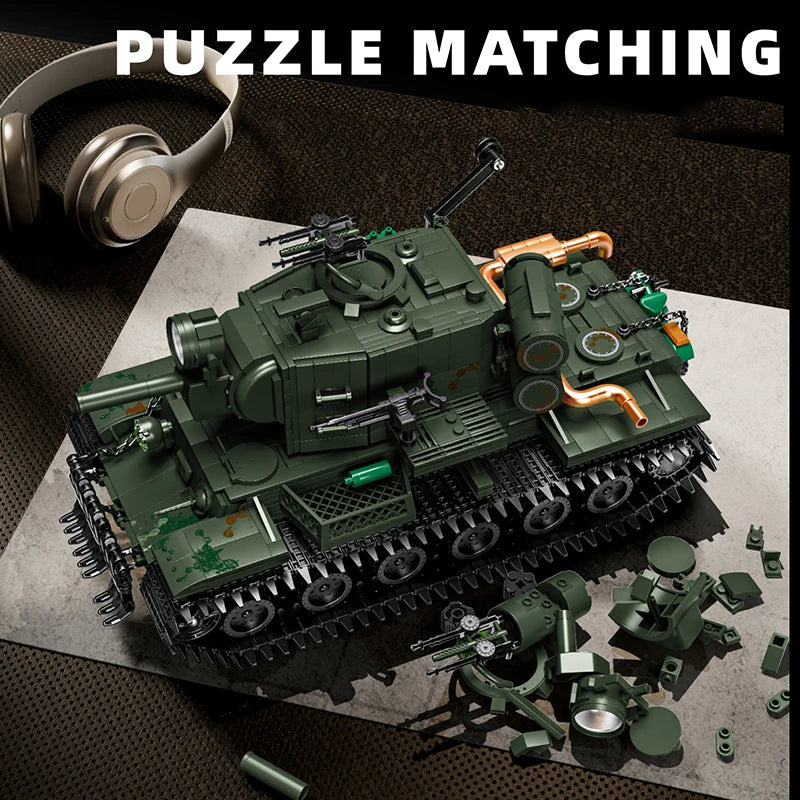 KV-2 Heavy Tank MOC Building Set – 2235-Piece Military Brick Model