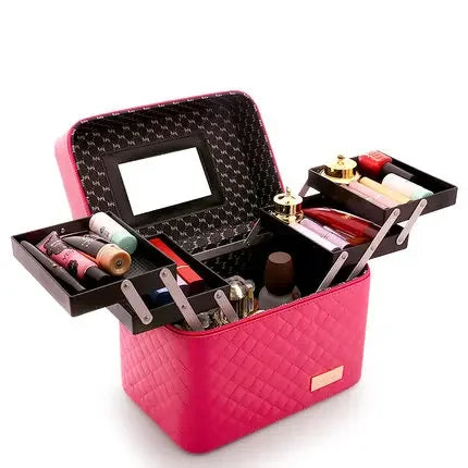 Large Capacity Professional Makeup Organizer Case – Multilayer Cosmetic Travel Bag