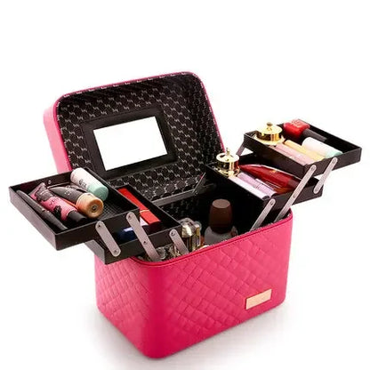 Large Capacity Professional Makeup Organizer Case – Multilayer Cosmetic Travel Bag
