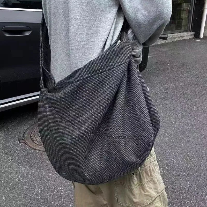 Plaid Canvas Tote Bag – Large Capacity British Style Commuter