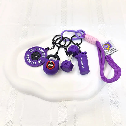 Fitness Keychain Set – Dumbbell, Kettlebell & Weight Plate Charms