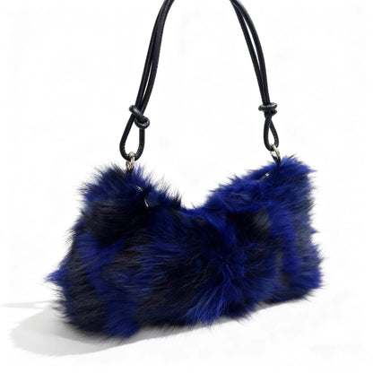 Real Fox Fur Woman Ladies Crossbody Bags Designer Luxury Handbags Women Handbag Shoulder Bag Fuzzy
