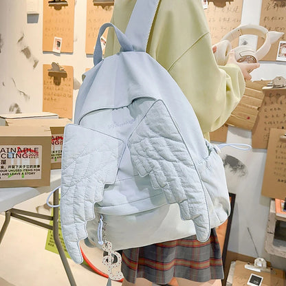 Angel Wing Nylon Backpack – Large Capacity Lightweight School Bag