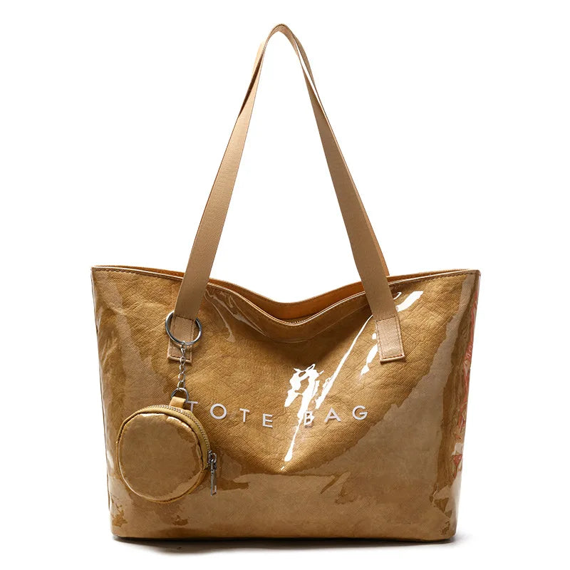 Large Capacity PVC Tote Bag with Mini Coin Purse – Women's Shoulder Bag