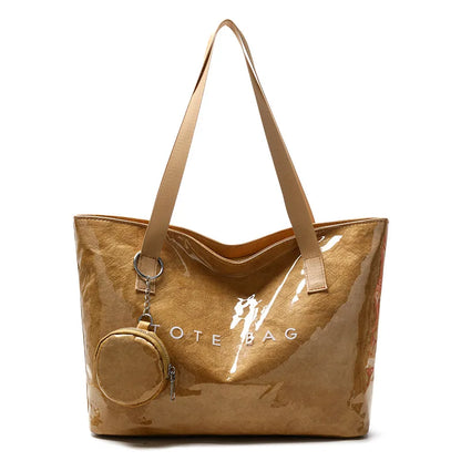 Large Capacity PVC Tote Bag with Mini Coin Purse – Women's Shoulder Bag