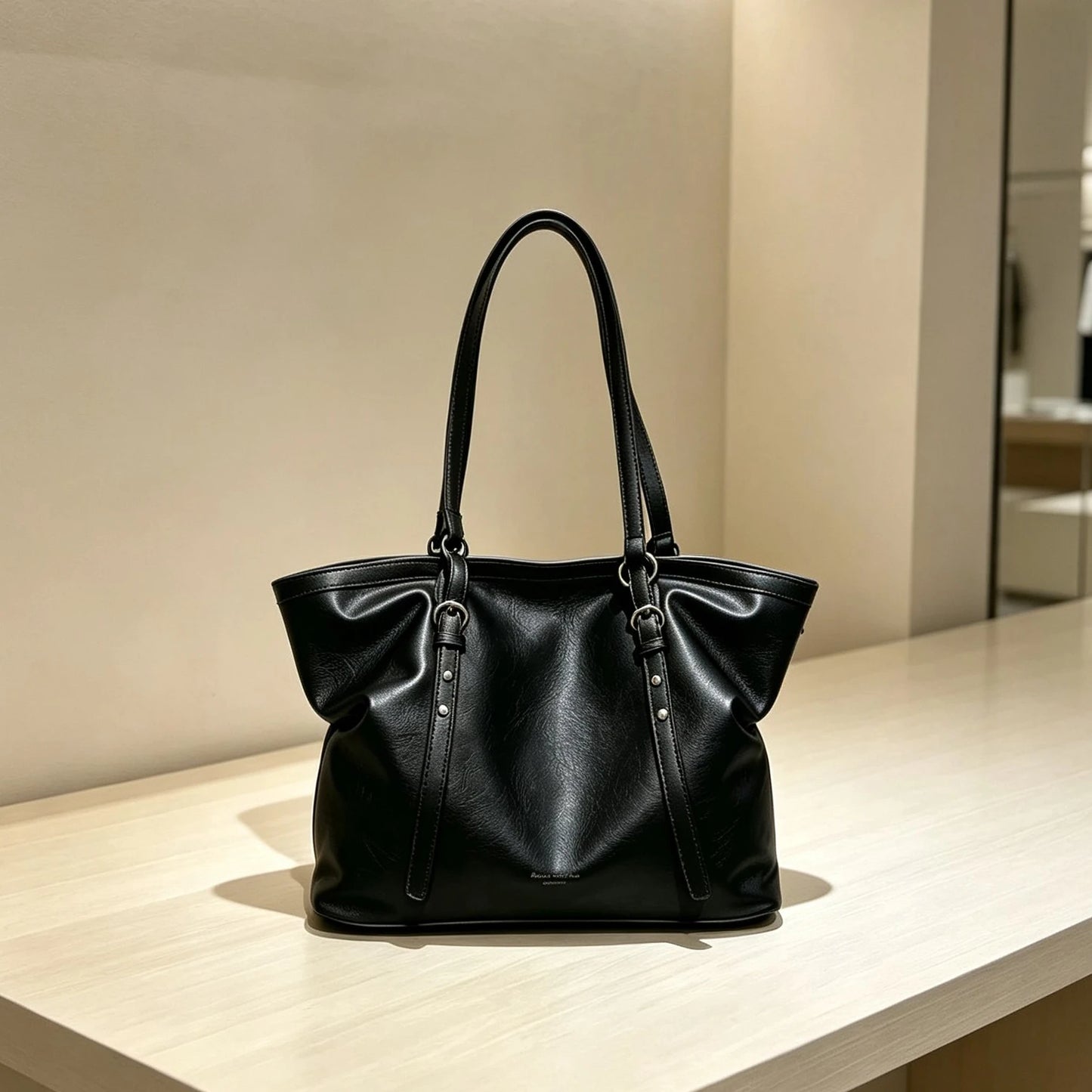 Moods Women Big Shoulder Tote Bags Soft Vegan Leather Solid Color Large Capacity Shoppers Latest