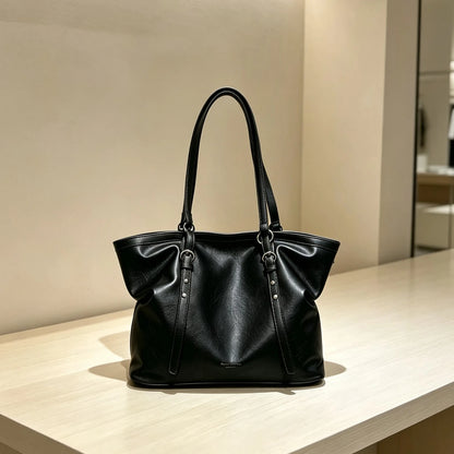 Moods Women Big Shoulder Tote Bags Soft Vegan Leather Solid Color Large Capacity Shoppers Latest