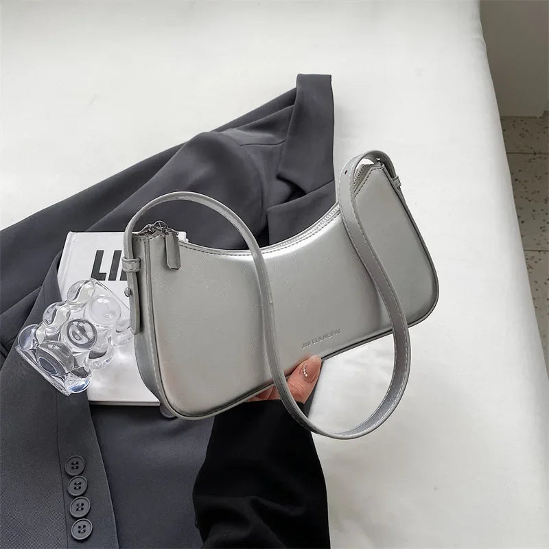 Y2K Leather Shoulder Bag for Women – Cute Mini Underarm Purse