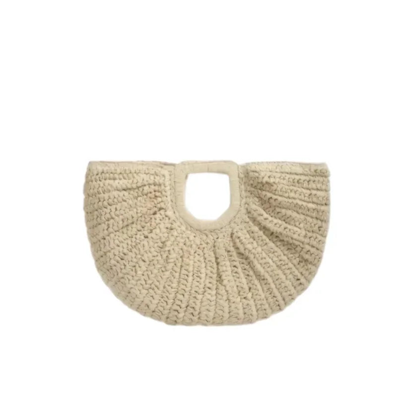 Raffia Crochet Beach Bag – Handmade Woven Clutch Handbag