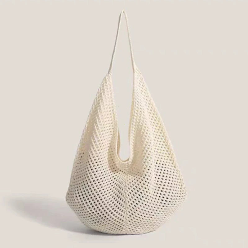 Women's Hollow Woven Crochet Tote Bag – Large Capacity Shoulder Handbag