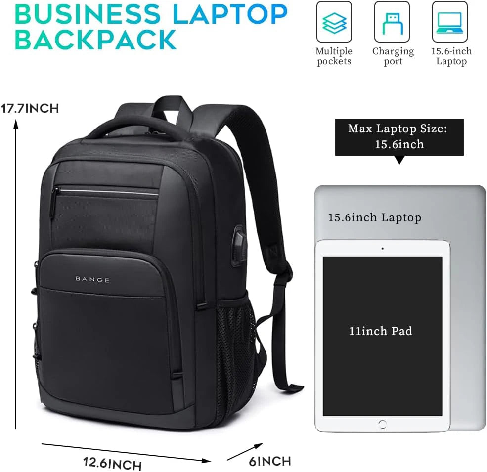 Waterproof Laptop Backpack 15.6" with USB Charging Port – Travel Bag