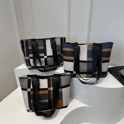 Checkered Tote Bag for Women – Plaid Shoulder Commuter Handbag