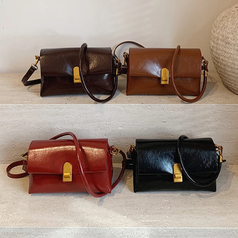 Women's PU Leather Flap Crossbody Bag – Small Shoulder Handbag