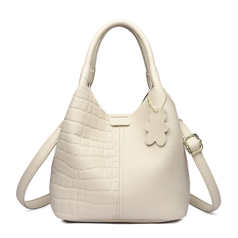 Crocodile-Embossed PU Leather Bucket Bag – Women's Hobo Tote & Crossbody