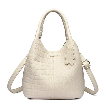 Crocodile-Embossed PU Leather Bucket Bag – Women's Hobo Tote & Crossbody