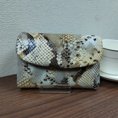 Snake Pattern Leather Women's Short Wallet – Trendy Clutch Purse