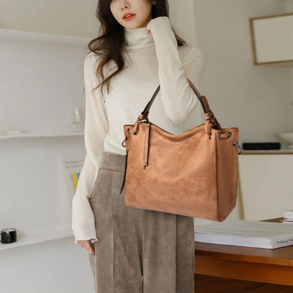 Large Leather Tote Handbag for Women – Shoulder & Crossbody Bag