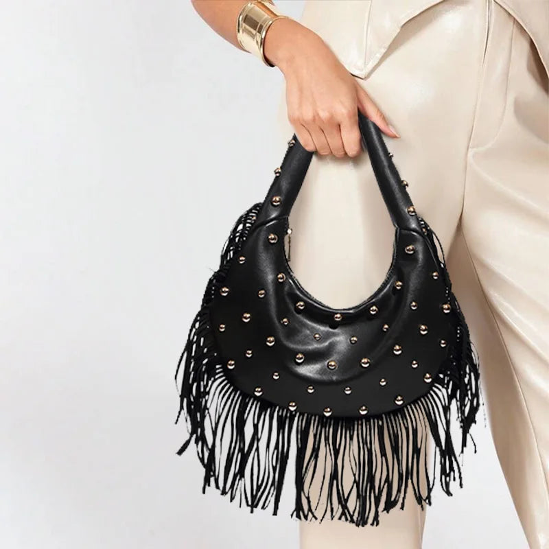 Fringe Suede Hobo Shoulder Bag – Boho Crossbody Bag for Women