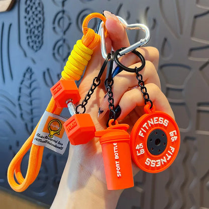 Fitness Barbell Keychain – Mini Dumbbell Plate Gym Key Ring