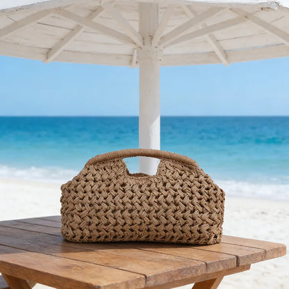 Handmade Raffia Woven Clutch Tote – Large Boho Travel Bag