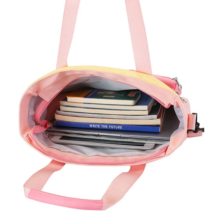 Color Block Crossbody Tote Bag – Large Waterproof School Bag