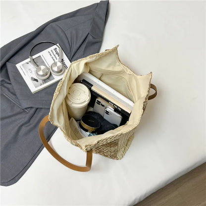 Handmade Straw Beach Tote Bag for Women – Large Capacity