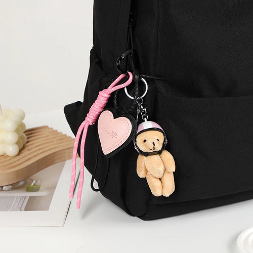 Cute Helmet Bear Keychain Pendant Bag Charm