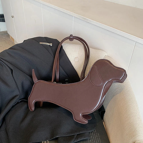 Dog Shaped Handbag - Novelty PU Leather Dachshund Shoulder Bag