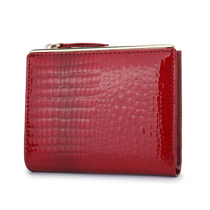 Genuine Leather Bifold Wallet for Women – Multi-Card Slots with Zipper