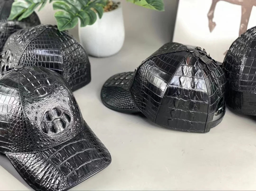 Luxury Crocodile Leather Baseball Cap for Men