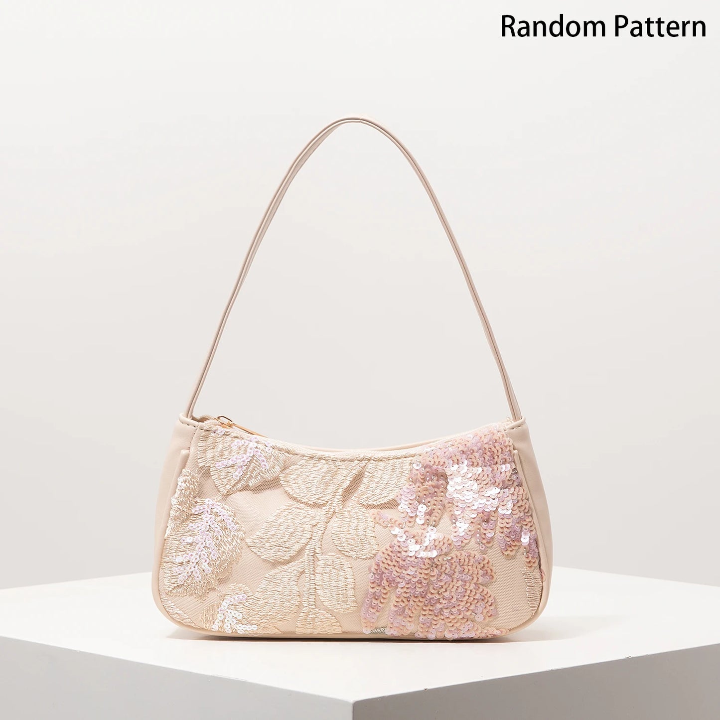 Floral Sequin Embroidery Shoulder Bag
