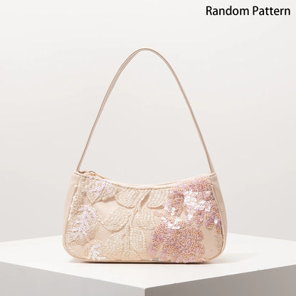 Floral Sequin Embroidery Shoulder Bag