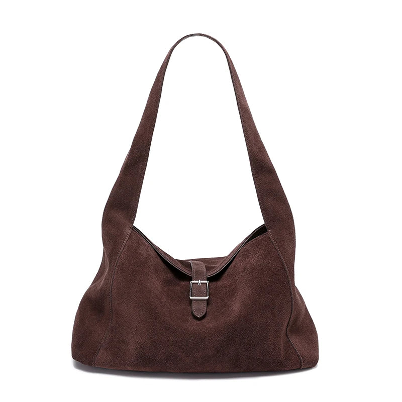 Suede Leather Crossbody Bag - Soft Cowhide Shoulder Bag for Women