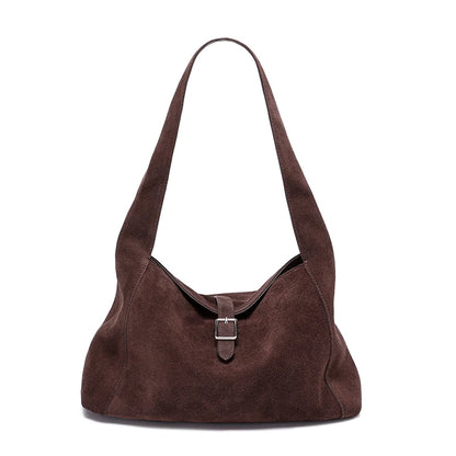 Suede Leather Crossbody Bag - Soft Cowhide Shoulder Bag for Women