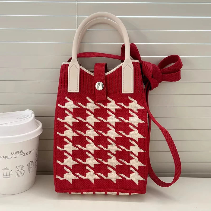 Heart Knit Mini Handbag – Cute Women's Shoulder & Crossbody Bag