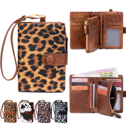Animal Print Women's Wallet – PU Leather Zipper Wristlet