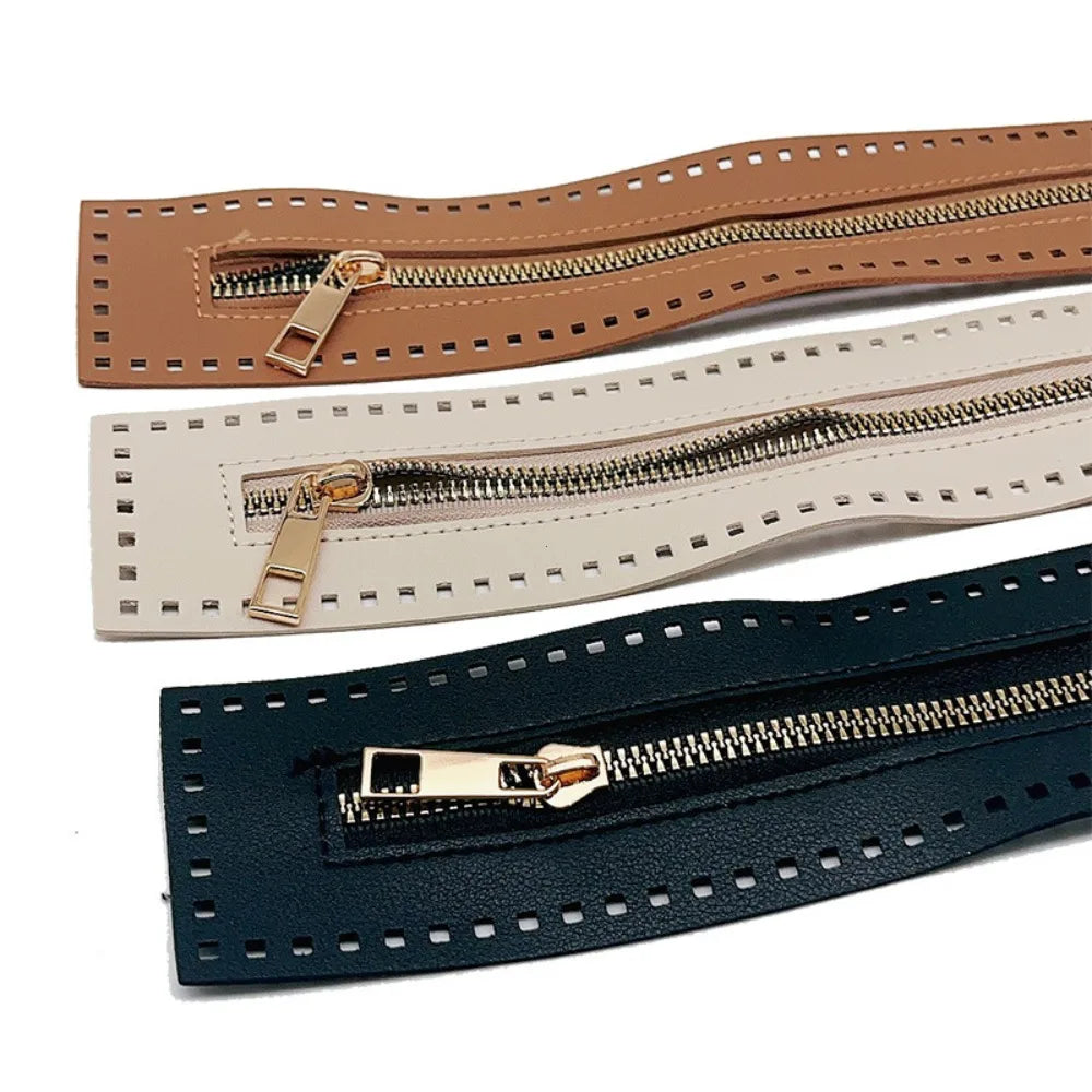 Leather Zipper Bag Bottom with Holes – 27cm Crochet Bag Base
