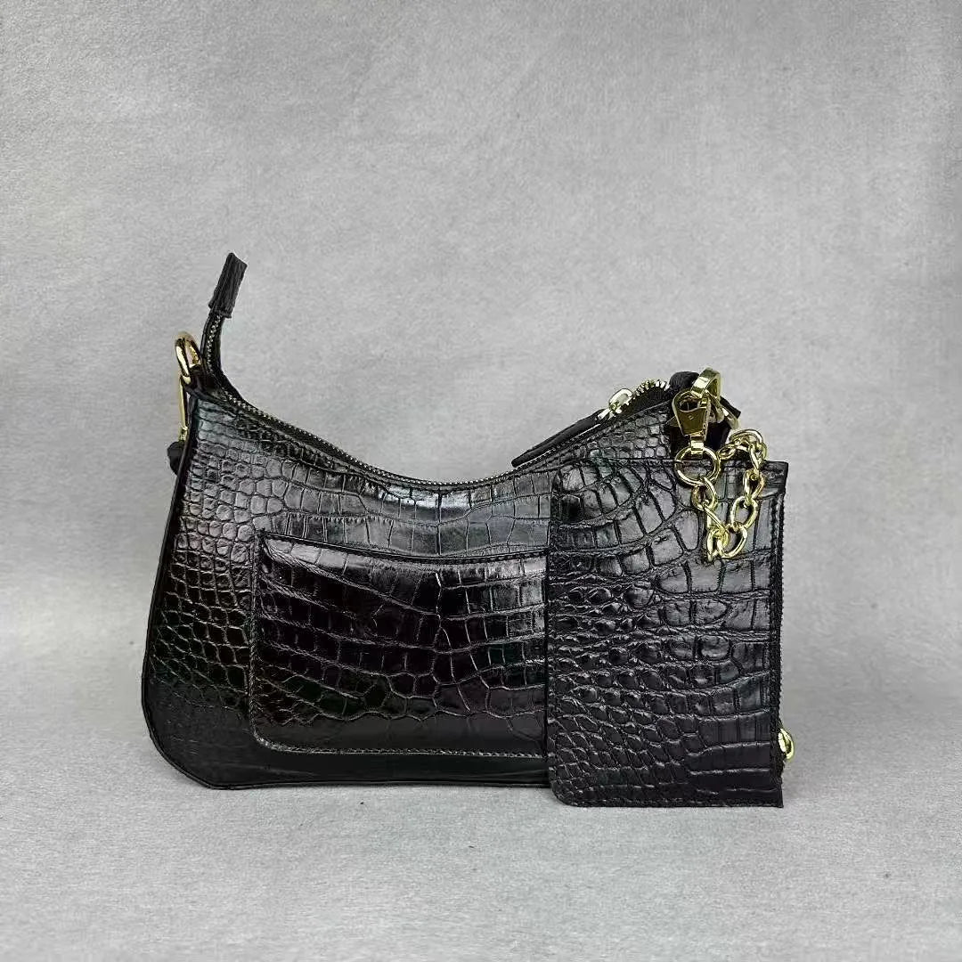 Crocodile Leather Shoulder Bag – Women's Luxury Underarm Handbag