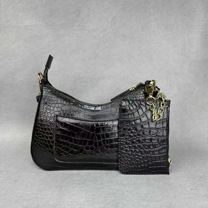 Crocodile Leather Shoulder Bag – Women's Luxury Underarm Handbag