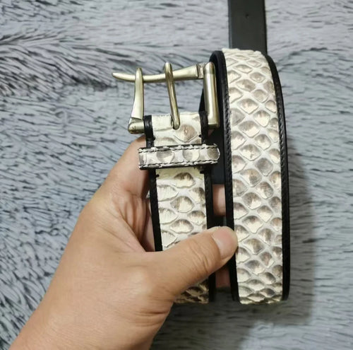Genuine Snake Leather Men's Belt – Needle Buckle, 1.5" Width