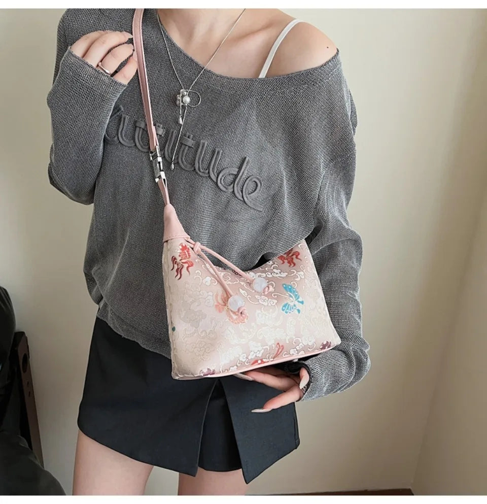 Chinese Brocade Silk Handbag – Women's Embroidered Crossbody Purse