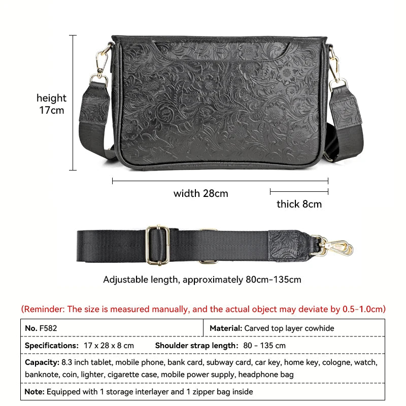 Handmade Genuine Leather Crossbody Messenger Bag for Men