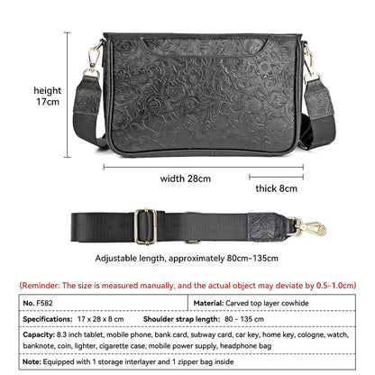 Handmade Genuine Leather Crossbody Messenger Bag for Men
