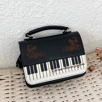 Piano Keyboard Crossbody Bag – Vintage Lace Embroidery Women's Handbag