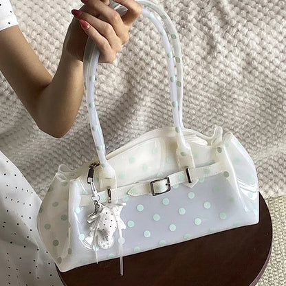 Polka Dot PVC Transparent Shoulder Bag – Waterproof Lock Handbag