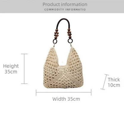 Bohemian Straw Woven Tote Bag – Large Capacity Beach Shoulder Bag