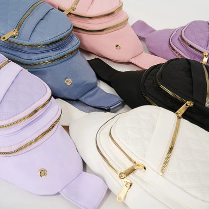 Quilted Crossbody Sling Bag for Women – Chest Bag with Earphone Hole