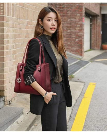 Leather Tote Shoulder Bag for Women – Large Crossbody Handbag