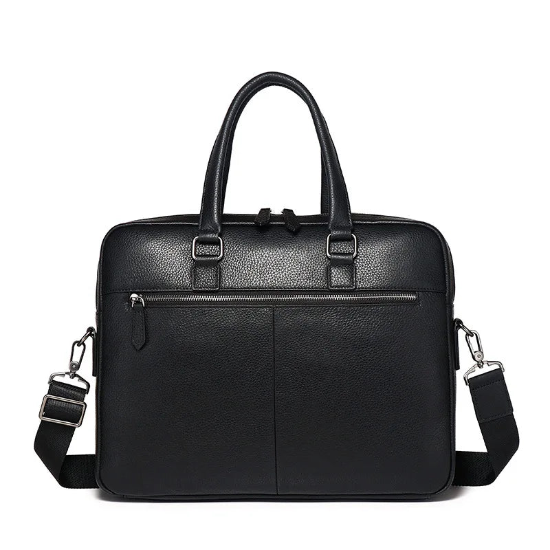 Genuine Leather Men's Briefcase – 14" Laptop Business Bag